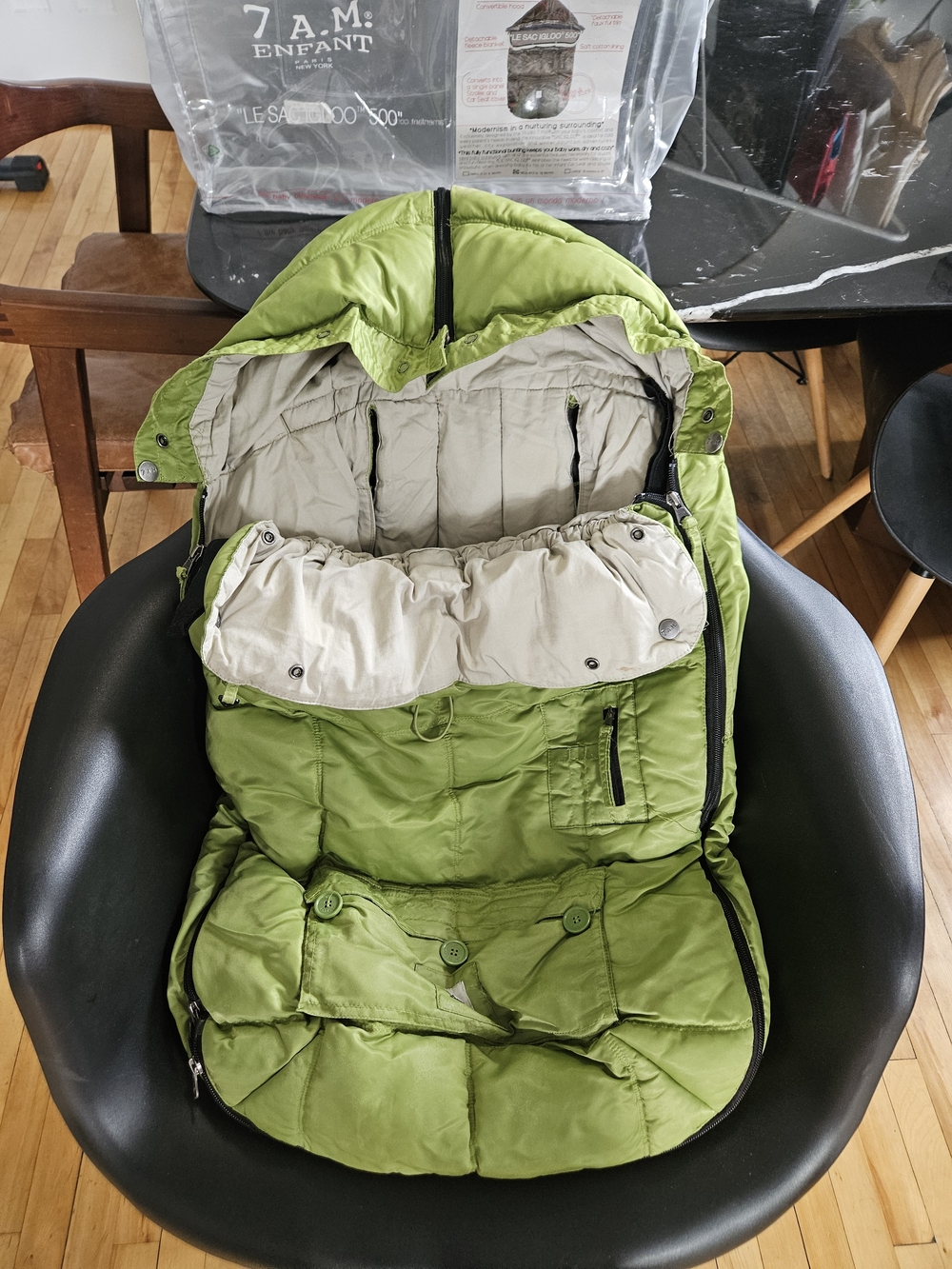 7 am Enfant Kids Green Padded Winter Footmuff / Sac